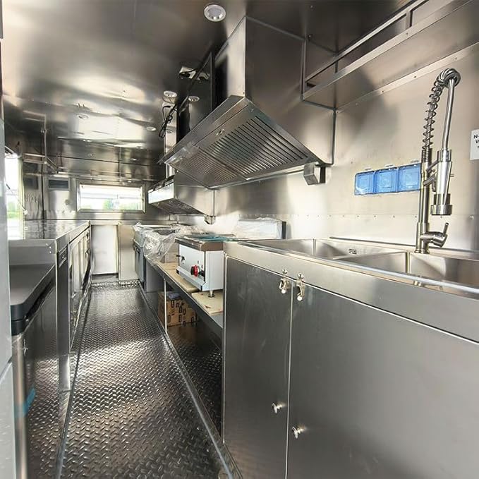 Food Truck for Sale - Mobile Food Trailer Fully Equipped with Pizza Oven, Coffee Bar, Hot Dog Cart, Freezer & Ice Cream Cooler for Commercial Use & Street Vendors - Image 5