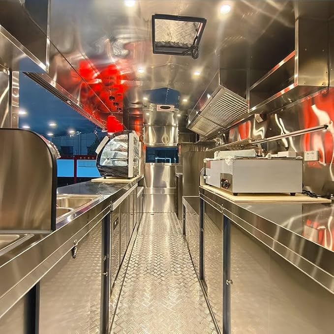 Food Truck for Sale - Mobile Food Trailer Fully Equipped with Pizza Oven, Coffee Bar, Hot Dog Cart, Freezer & Ice Cream Cooler for Commercial Use & Street Vendors - Image 4