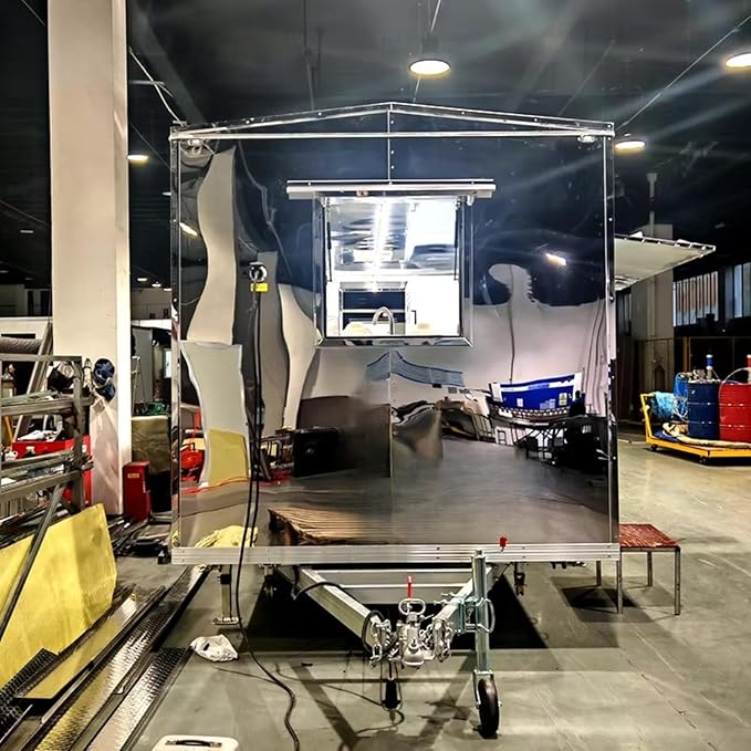 Fully Equipped Food Trailer for Sale, Mirror Stainless Steel Concession Food Truck for Hamburger Pizza BBQ Hot Dog Ice Cream Coffee, Ideal for Festivals Street Catering & Commercial - Image 3